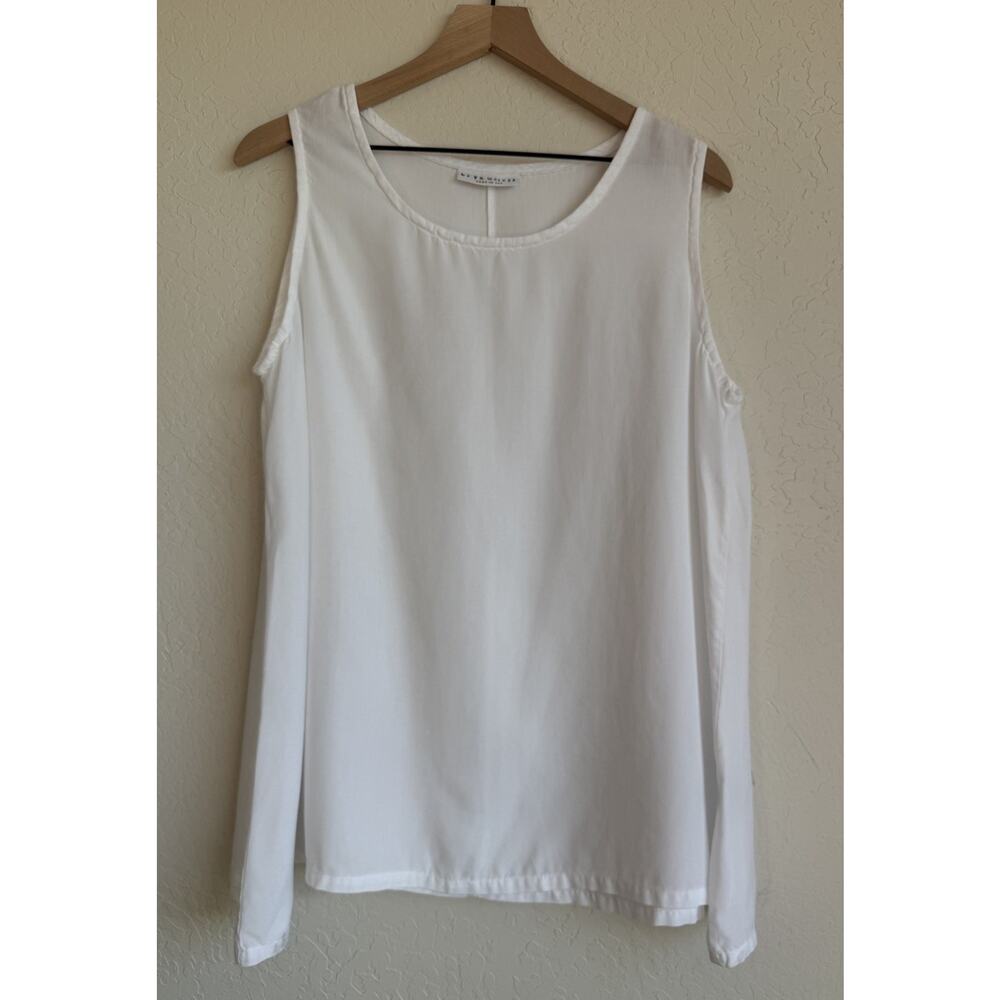Bryn Walker Women’s White Sleeveless 100% Tencel Tank Size Small Lagenlook USA